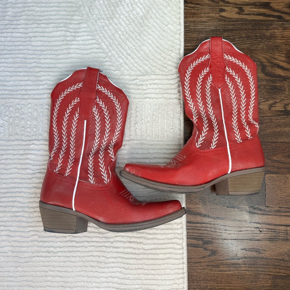 Sterling River Red Leather Cowgirl Boots